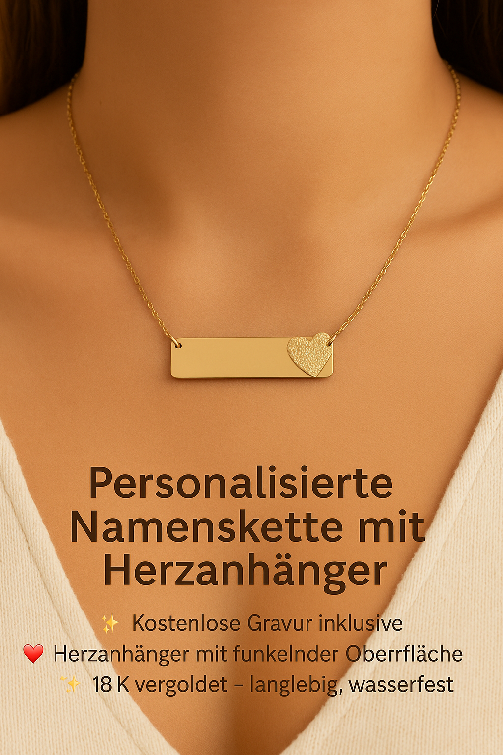 Namenskette mit glitzerndem Herzanhänger