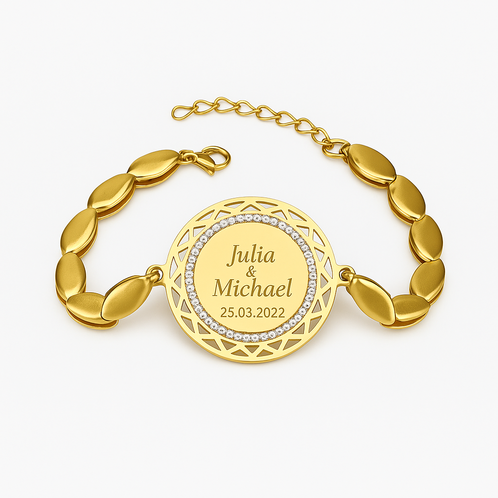 Gravierbares Armband mit Blattglieder