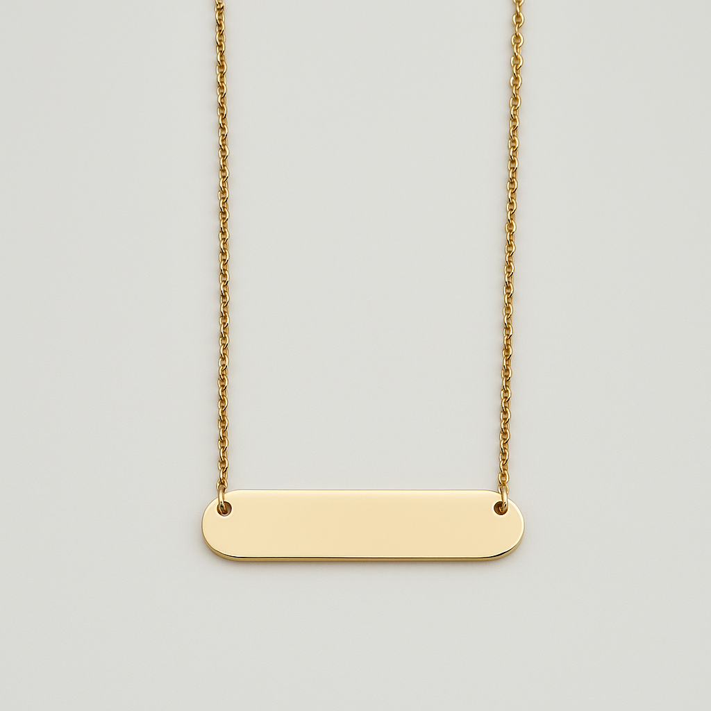 Personalisierte Namenskette  Gravurplatte in Gold