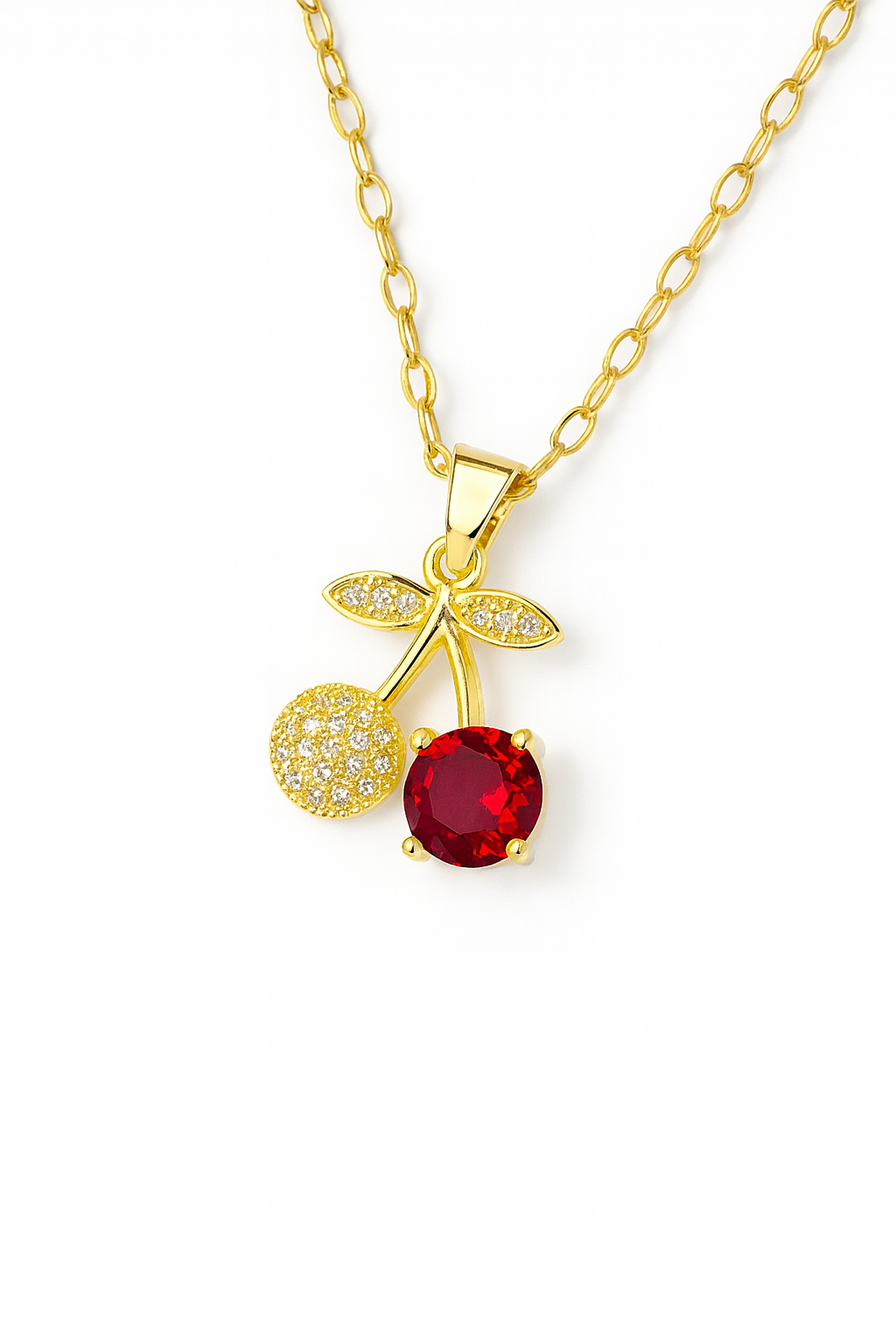 Kirsch Kette mit rotem Stein