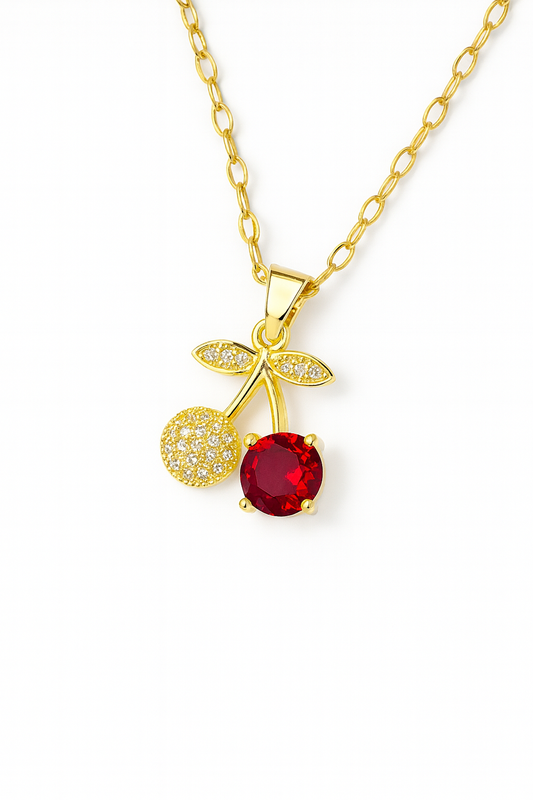Kirsch Kette mit rotem Stein